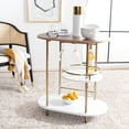 thumbnail image 5 of SAFAVIEH Iva Modern 3 Tier Swivel Pub Bar Table, Light Walnut/Gold, 5 of 17