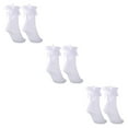 thumbnail image 2 of relayinert White Lightweight Women Lace Socks With Bow For Chic Look Stretchy Opaque Ruffle Lace Socks 3Set, 2 of 6