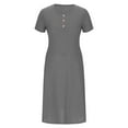 thumbnail image 5 of Rvkxad Womens Dresses Summer Under $10 Eyelet A-Line Midi Dresses Sundress with Pockets Summer Button Short Sleeve Party Beach T-Shirt Dress Gifts for Woman Grey M, 5 of 5