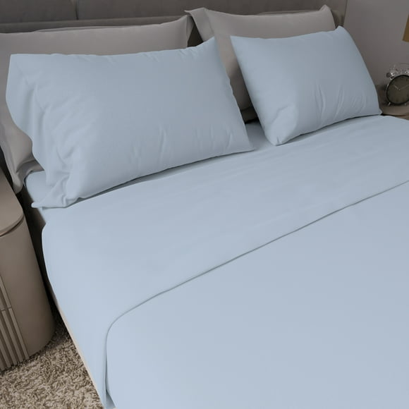 100% Cotton Super-Soft Double Brushed and Extra Warm Flannel Sheet Set, King, Blue by Color Sense
