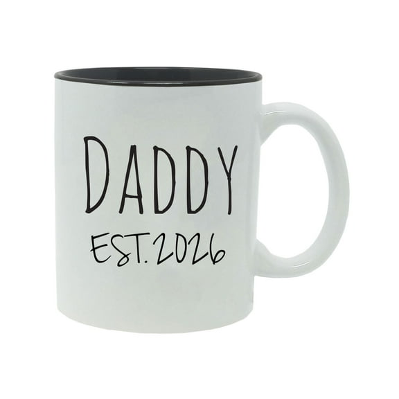 Daddy Established Est. 2026 11-Ounce Ceramic Sublimation Coffee Mug with Gift Box, Black