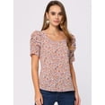 thumbnail image 2 of Top de verano de manga corta floral Allegra K Morado claro S, 2 of 5