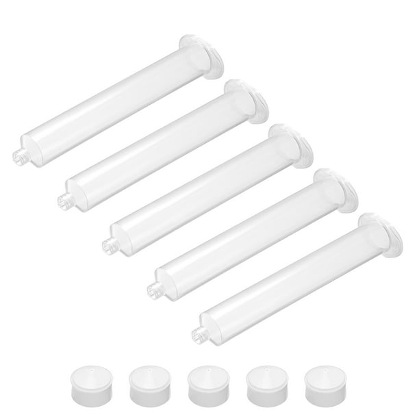 Tubo de jeringas adhesivas claras de distribución de aire de 55CC/55ML con pistón para uso industrial, 5 piezas