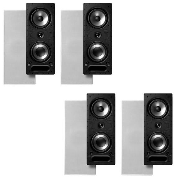 Polk Audio 265-RT 3 Way Vanishing In Wall Speakers - 4 Pack (White)