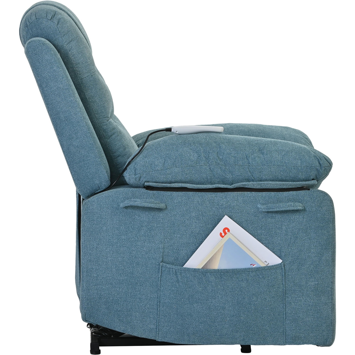 Kadyn Massage Recliner, Modern Power Lift Chair for Elderly, Linen Recliner Chair with Adjustable Massage, Heating Function and Side Pocket, Blue