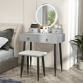 thumbnail image 6 of Costway Vanity Makeup Dressing Table Stool Set 3-Color Lighted Mirror with Drawers Gray, 6 of 10