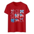 thumbnail image 5 of DHFJKG 250 Anniversary USA T Shirts For Women Short Sleeve Graphic Tee Bow Printed Crew Neck Loose Fit July 4Th Birthday Tshirts Versatile Tops, 5 of 5