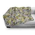 thumbnail image 3 of Grey and Yellow Soft Flannel Fleece Throw Blanket, Hand Drawn Sketchy Geometrical Retro Modern Circles Image Illustration, Cozy Plush for Indoor and Outdoor Use, 60" x 80", White Beige, by Ambesonne, 3 of 6