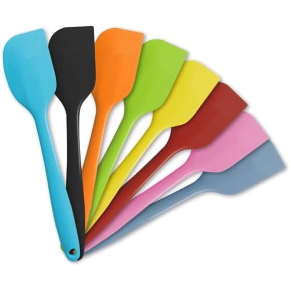 8 Piece Heat Resistant Silicone Spatula Set Non Stick Rubber Spatula Kitchen Utensils for Cooking,Baking,and Mixing,Multicolor$$Home Decor, Kitchen, & Other