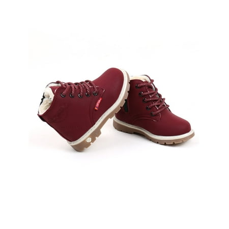 

Gomelly Boys Non-Slip Snow Booties Plush Lining Outdoor Comfort Round Toe Short Bootie Plush Lined Red 5C