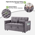 thumbnail image 6 of Howcool 55" Convertible Sleeper Sofa Bed, 3-in-1 Pull Out Loveseat Couch with Storage Pocket, Velvet Sectional Sofa for Living Room, Dark grey, 6 of 7