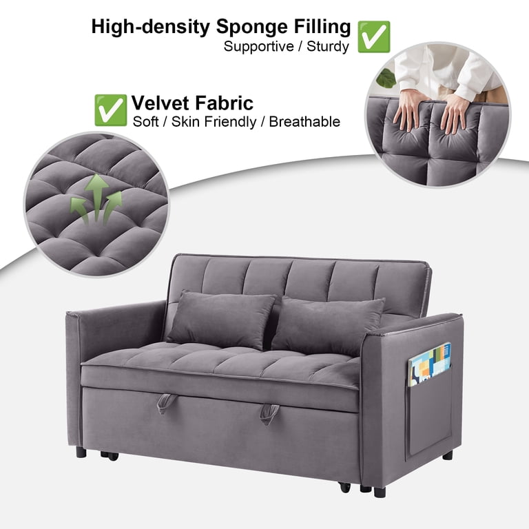 Howcool 55 Inch 3-in-1 Convertible Sleeper Sofa, Gray photo 6