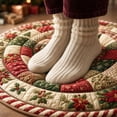 thumbnail image 5 of 3D Christmas Optical Illusion Round Rug, Christmas Gnome Quilt Tunnel Visual Trap Floor Mat for Living Room, Entryway, Bedroom and Holiday Home Decor, 23.62 Inch, 5 of 7