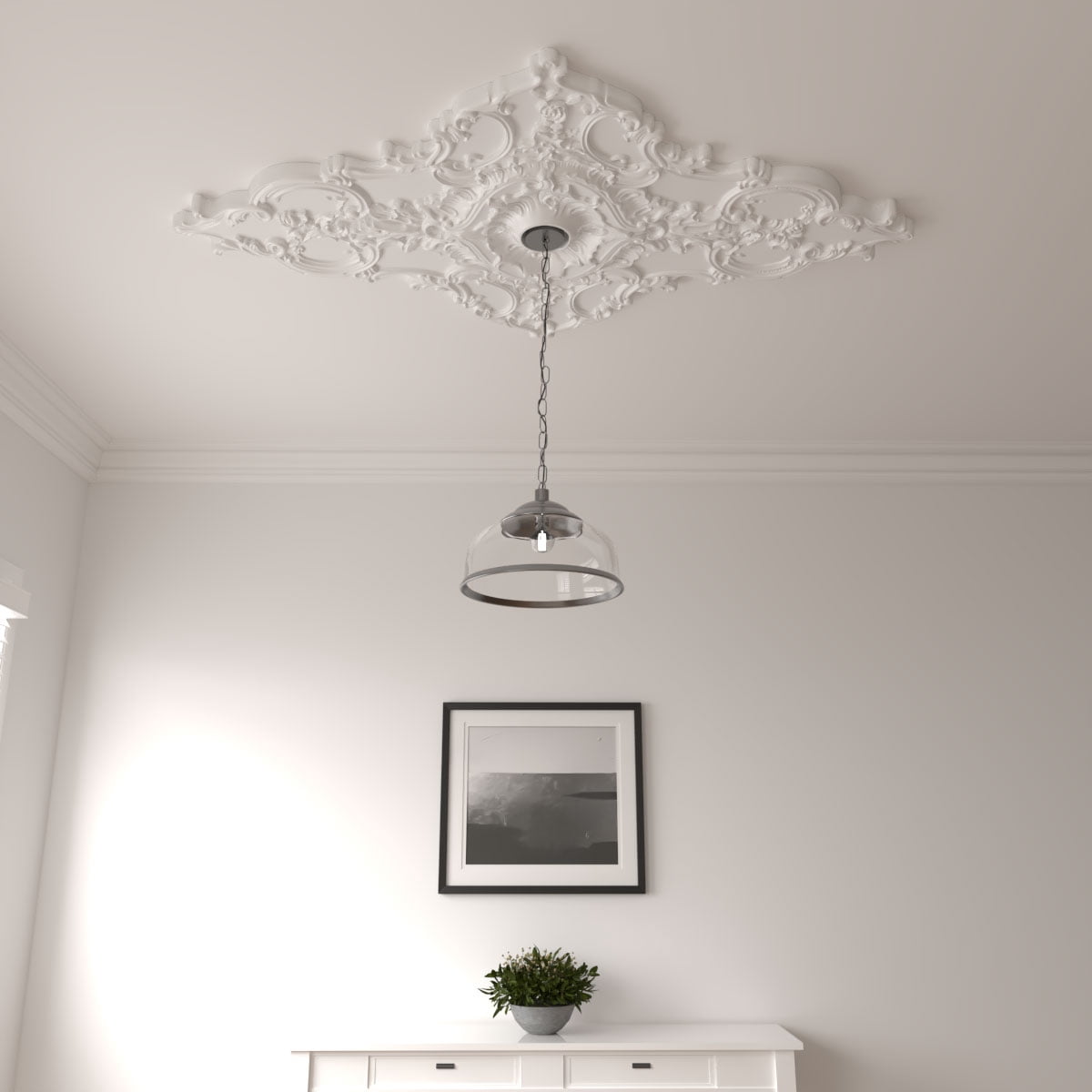 Ekena Millwork CM70X43ML 70.88 in. W x 43.75 in. H Melchor Diamond Ceiling Medallion