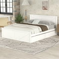 thumbnail image 2 of iRerts Queen Bed Frame with Headboard, Solid Wood Queen Platform Bed Frame with Storage Drawers, Slats Support and Support Legs, Modern Queen Size Bed Frame No Box Spring Needed for Bedroom, White, 2 of 10
