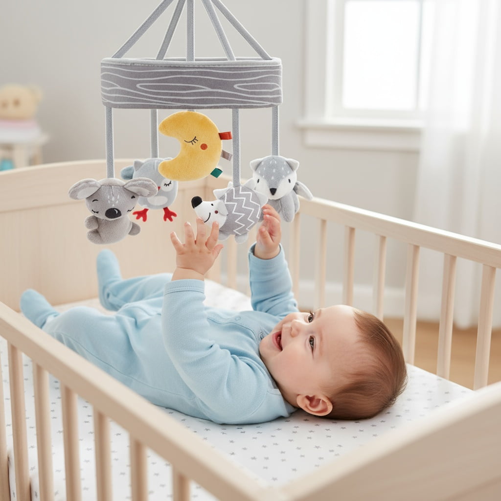 360 Rotating Crib Mobile with Soft Polyester for Visual & Calming Bedtime Comfort