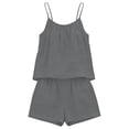 thumbnail image 4 of Gamivast Two Piece Outfits for Women Summer Crinkled Cami Top & Shorts Set Spaghetti Strap Lounge Sets Casual Beach Vacation Wear Loose Fit, 4 of 8
