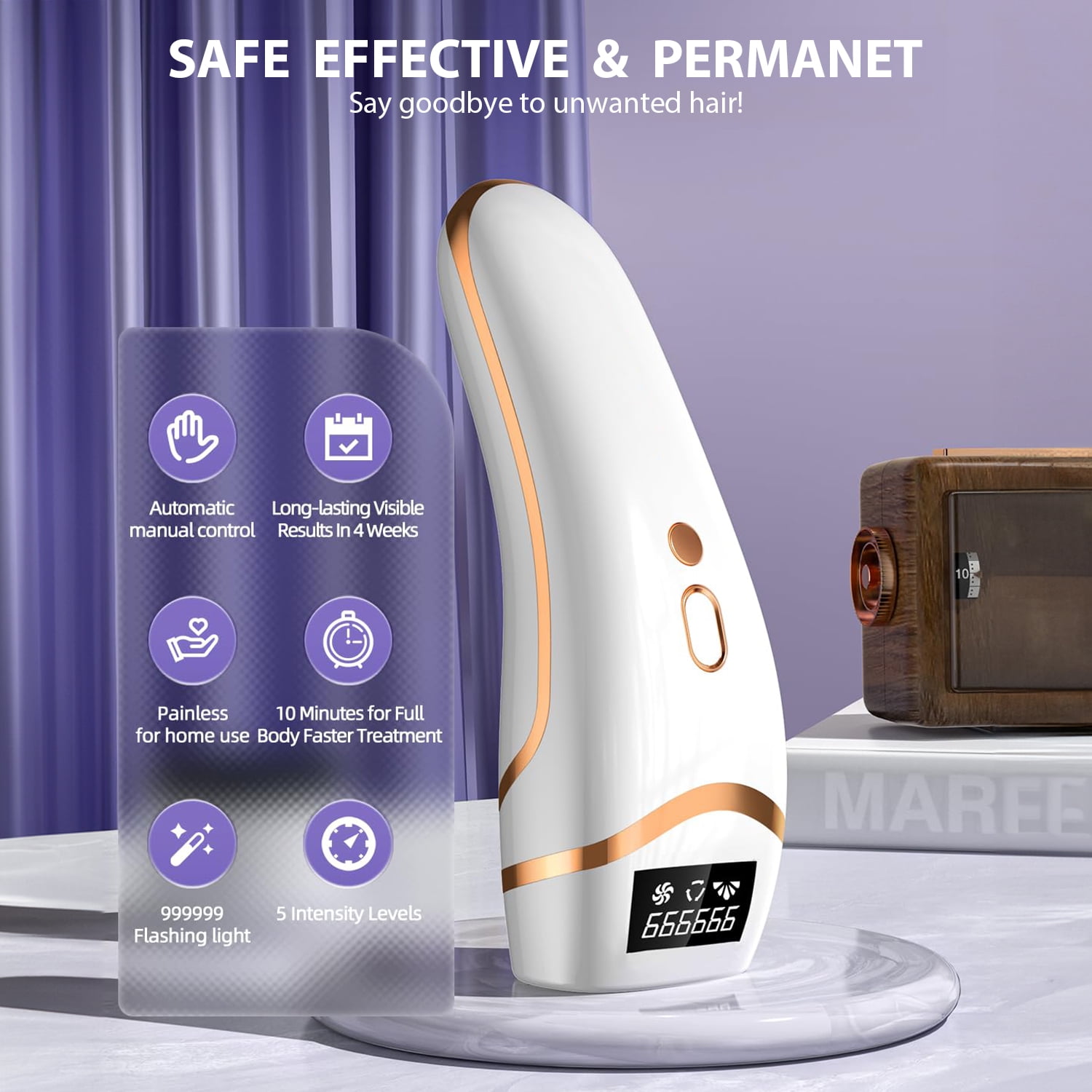 Laser Hair Removal For Women Permanent, Hair Removal Device At-Home 999999 Flashes IPL Hair Removal for Whole Body Use K