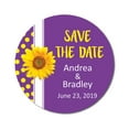 thumbnail image 1 of Darling Souvenir Round 45 Pcs Sunflower Save The Date Stickers Wedding Personalized Bride Groom Names And Date Envelope Seals - Violet, 1 of 1