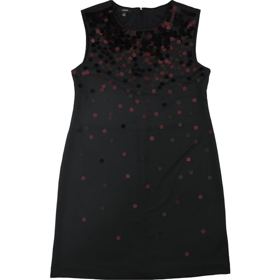 Alfani Womens Pailette Shift Dress, Black, Plus Size, 14W