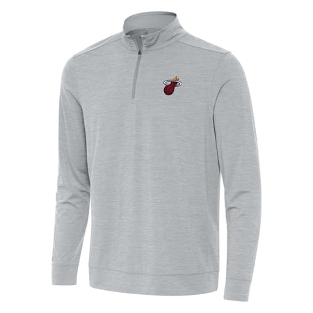 Men s Antigua Heather Gray Miami Heat Bright Quarter-Zip Top