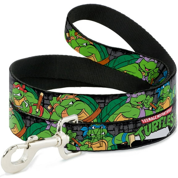 Nickelodeon Pet Leash, Dog Leash, Ninja Turtles Group Pose In Sewer TMNT Logo, 6 Feet Long 1.0 Inch Wide