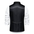 thumbnail image 5 of ZCFZJW Men's Suit Vest Formal Wedding Slim Fit Single-Breasted Sleeveless V-Neck Have Pockets Solid Dress Wedding Waistcoat Prom Tuxedo #04-Black L, 5 of 9