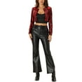 thumbnail image 2 of INSPIRE CHIC Women's Cropped Cardigan Sequin Open Front Long Sleeve Glitter Shrug XL Red, 2 of 6