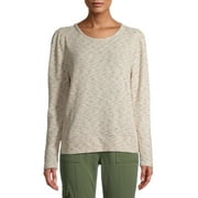 Time and Tru Women's Puff Sleeve Textured Pullover Top