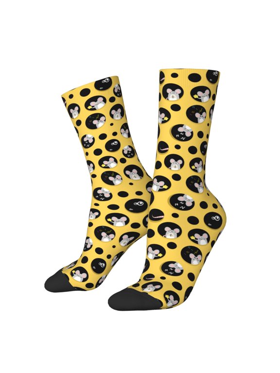 mouse live in cheese home Pattern Sport Socks for Women and Men Crew Socks Sporty Calf Socks Casual Socks