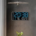 thumbnail image 4 of Multifunctional Decorative LED Digital Wall Clock, LED Display Wall Mount Clock, Soft Night Light Design with Date, Week, Temp, Humidity for Living Room Bedroom Office (Blue, White back panel), 4 of 7