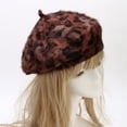 thumbnail image 4 of ZHOGXU Beret Hat For Women Leopard Print Retro Style Windproof Warm Fashion Comfortable Caps For Autumn Winter Daily Wear Brown M, 4 of 7
