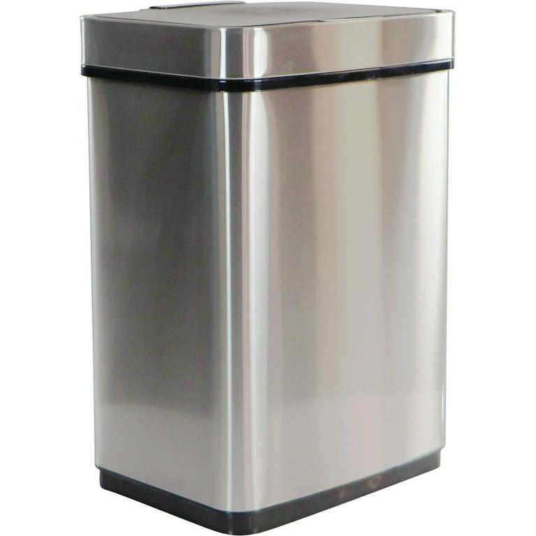 Hanover 13.2-Gallons Stainless Steel Touchless Kitchen Trash Can with Lid  Indoor in the Trash Cans department at