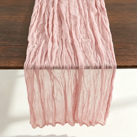 Cheesecloth Table Runner,Bohemian pleated gauze tablecloth, used for weddings, parties, and home decor(35" x 118")