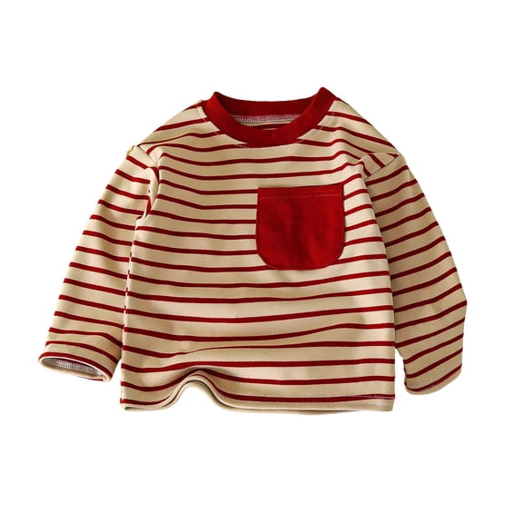 StSilkitty Sweatshirts for Boys Girls Striped Long Sleeve Crewneck Pullover Tops with Pocket Fall Winter Casual Clothes
