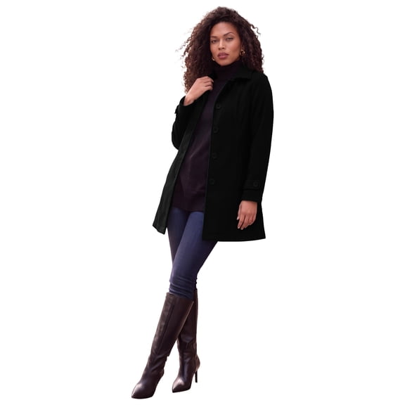 Roaman's Women's Plus Size Petite Plus Size Button Up Fleece Jacket