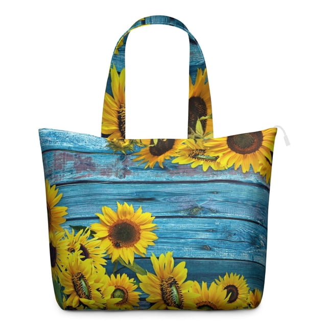 Sunflower Floral Butterfly Print Duffel Boho Travel Bag, Lightweight, , Multipurpose Weekender