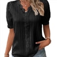 thumbnail image 1 of Blusa Elegante de Encaje con Cuello en V y Corta para Mujer Negro XXL, 1 of 8