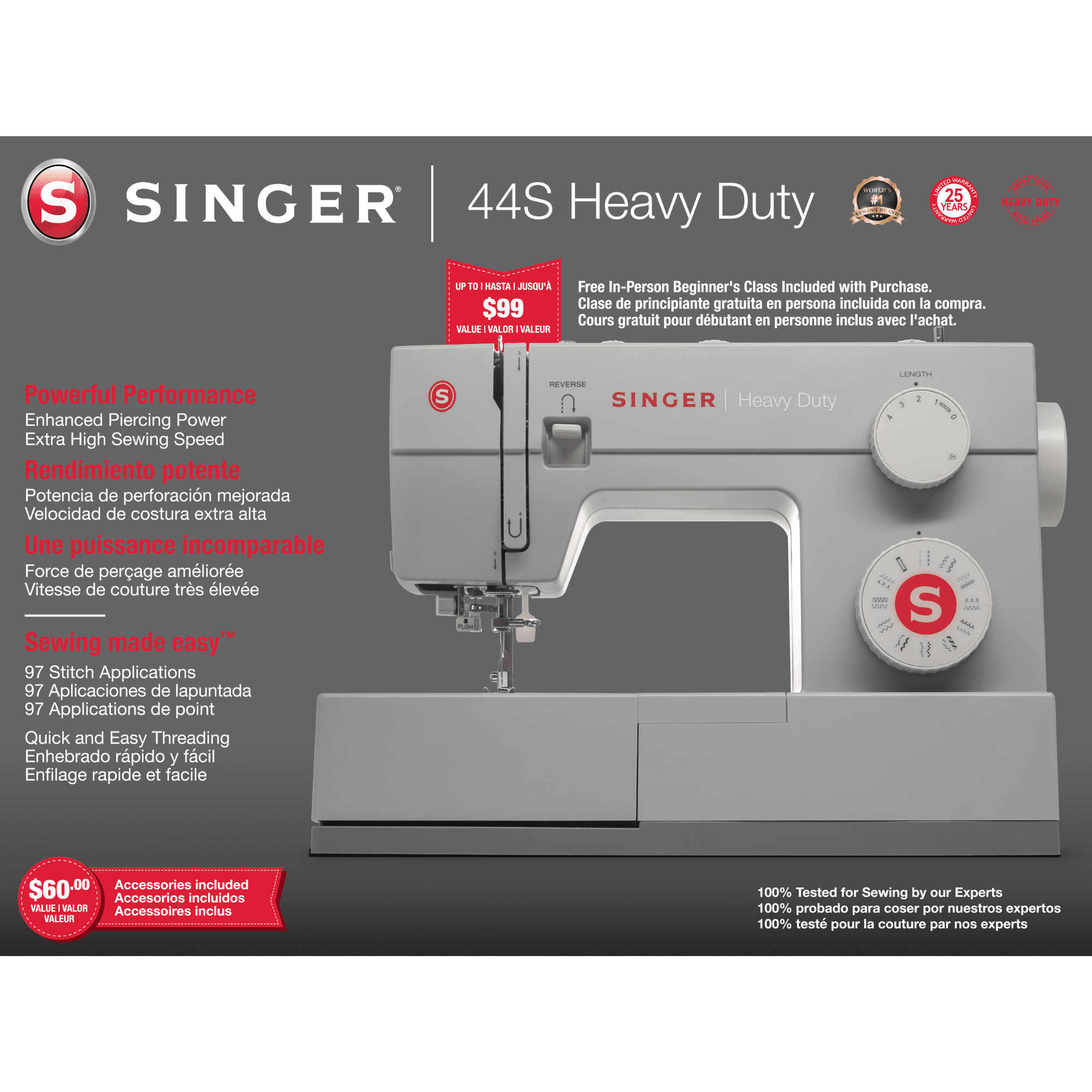SINGER 44S Classic Heavy Duty Sewing Machine with 23 Built-In Stitches —