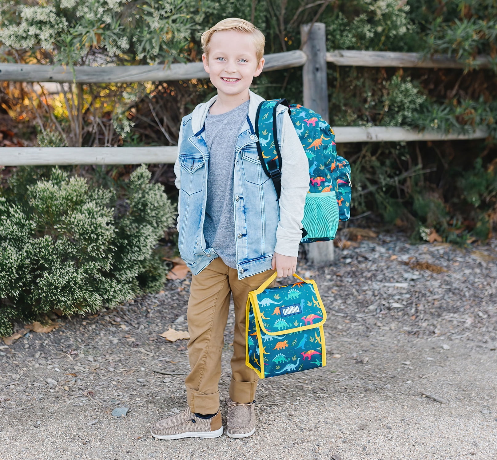 Wildkin Kids 16 Inch Backpack for Boys and Girls, Features Padded Back & Adjustable Straps (Jurassic Dinosaurs Blue)