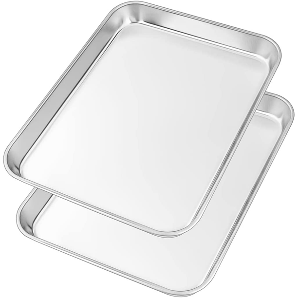 Toaster Oven Pans Set of 2,Stainless Steel Toaster Oven Tray Rectangle