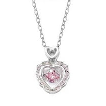 Heart Love Necklace - Pink & Silver Alloy Pendant for Women, Perfect Gift for Valentine's Day or Birthdays