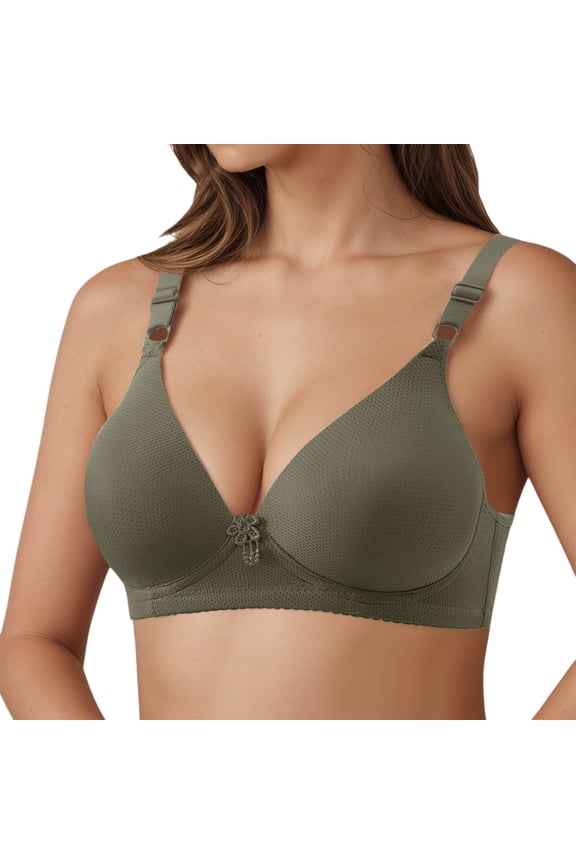 Women All Day Support Bra Soft Breathable Wireless T-Shirt Bra for Everyday Lightweight Support and All-Day Comfort with Full Side Coverage 44 Army Green