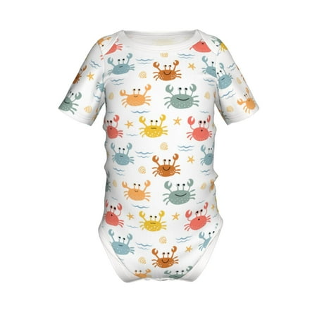 

Junzan Colorful Crabs Print Short-Sleeve Baby Climbing Clothes Bodysuits for Infant One-Piece for Baby Boys & Girls Baby Clothes Baby Romper with Snap Closure-9M