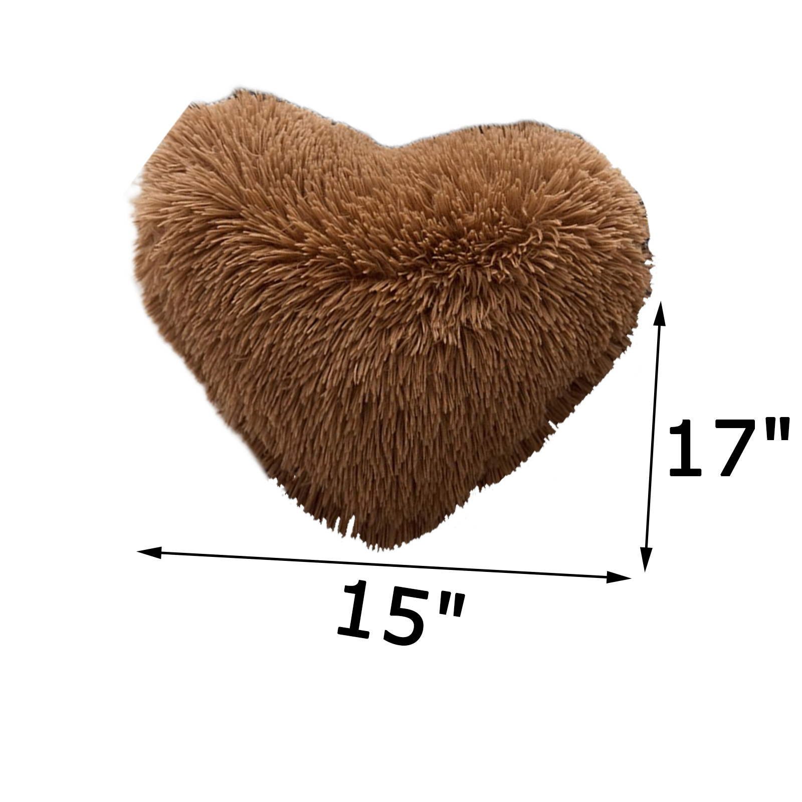 MorroMorn Fluffy Heart Throw Pillows, Shaggy Decorative Pillow for Sofa Couch Bed, Cute Room Decor Gifts for Women Girls Kids - Decorations for Valentines Day Mothers Day Christmas (Brown)