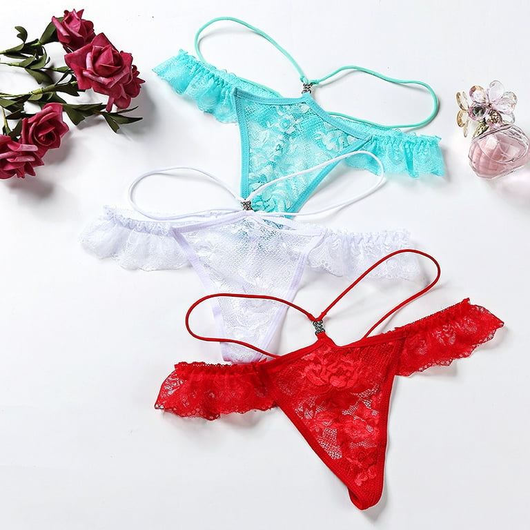 QWZNDZGR Women's Underwear Sexy Lace Transparent Seductive Briefs