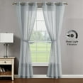 thumbnail image 6 of Mia Embellished Grommet Sheer Curtain Drape Panels, Set of 2 with Tiebacks, Light Grey, 38" x 96", 6 of 12