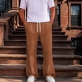 thumbnail image 2 of Men's Baggy Sweatpants Athletic Loose Wide Leg Elastic Waist Lounge Relaxed Open Bottom Joggers Pants with Pockets Brown 2XL, 2 of 7