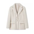 thumbnail image 3 of Chaqueta de lana rosa con bolsillos y solapa para mujer, abrigo elegante de manga larga, holgado, con botonadura única, prendas de vestir para exteriores, 3 of 5