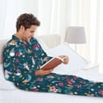 thumbnail image 6 of Salouo Garden Gnomes In Flower Print Button-Front Long Sleeve Pajama Set for Men, Soft 2Pjs Men's Long Sleeve Sleepwear-XX-Large, 6 of 7